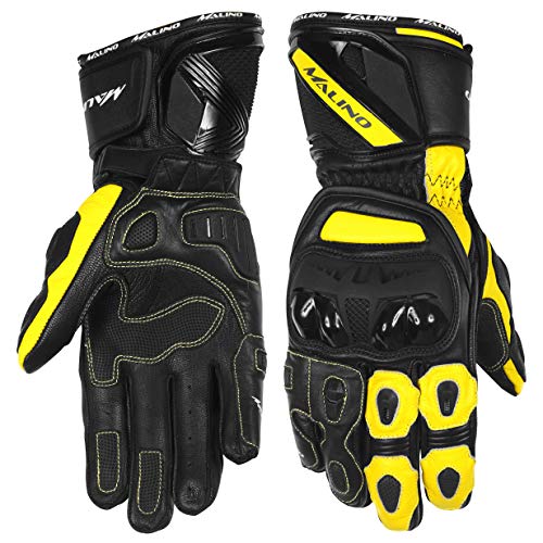 Malino Bee - Guantes de moto para moto (poliuretano termoplástico), color negro y amarillo