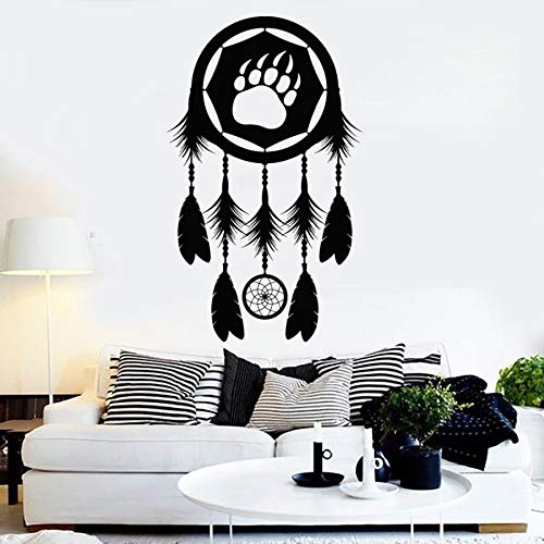 Dream Wall Decal Catcher Paw Bear Tema tribal Dormitorio Sala de estar Tienda de mascotas Decoración interior Pegatinas de ventana Arte Mural otro color 57x34cm