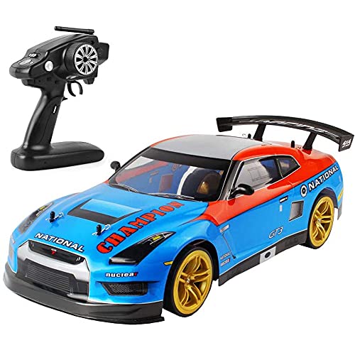 Weaston Coche De Control Remoto De 2,4 GHz, 70 Km/H Fast Drift Racing Car 1/10 Vehículo Eléctrico, Vehículo Todoterreno RC 4WD con Dos Baterías, Regalo De Cumpleaños De Navidad para Niños