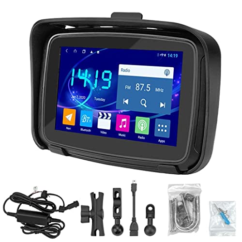 Navegador GPS para Moto De 4,3/5 Pulgadas Carplay, Resistente Al Agua Y Al Polvo, Memoria 8G, Compatible con Bluetooth, WiFi 4G USB+EQ, Proyección Inalámbrica, Navegación por Voz