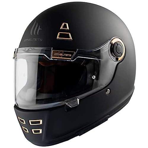 Casco MT JARAMA Solid Matt Black | Casco de Moto Integral Vintage Clásico Café Racer | Unisex Hombre y Mujer (M)