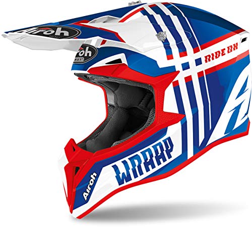 Airoh Helmet Junior Wraap Broken Blue/Red Gloss Yxs