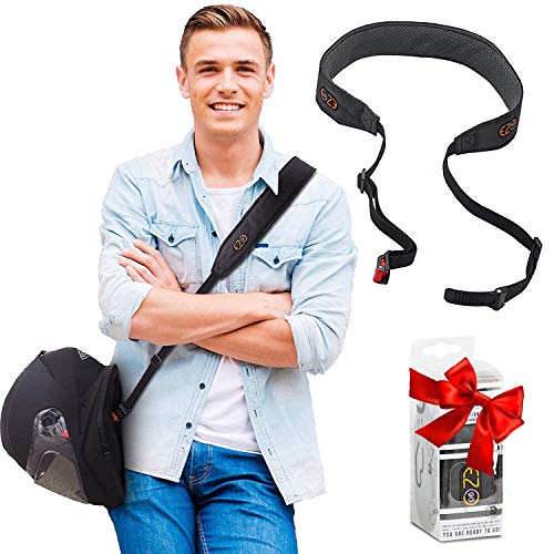 EZ GO Porta Cascos para Moto - Correa de Transporte Ajustable Manos Libres para Casco - Alternativa Ligera y Cómoda a la Bolsa para Casco - Accesorio de Moto Ideal como Regalo para Hombre o Mujer