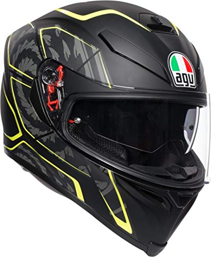 AGV K5-S Tornado Negro Amarillo Casco De Moto De Cara Completa Tamano XS