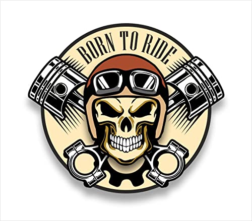 Pegatina Moto Born to Ride - Sticker Calavera Vinilo Adhesivo Casco Moto