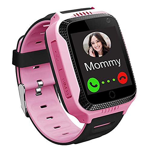 PTHTECHUS Reloj Inteligente Teléfono para niños, GPS Rastreador Podómetro cámara SOS Pantalla táctil HD Conversación Bidireccional Reloj Inteligente para niños, Regalo para niños, Rosa