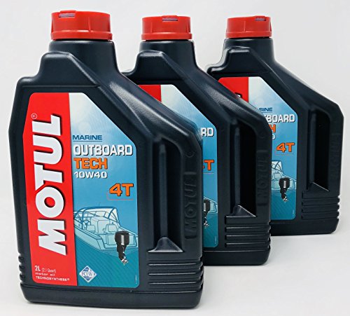 Aceite Lubricante Motores Marinos Nautica Fueraborda - Motul Outboard Tech 4T 10W-40, 6 Litros (3x2 Lt)