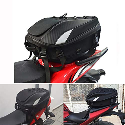 Bolsa Asiento Moto,Bolsa de Equipaje Impermeable para Motocicleta, Bolsa Equipaje Moto,Bolsa Trasera Moto,Doble Uso Impermeable Bolsa de Almacenamiento para Maletas y Casco,Bolsa para Asiento