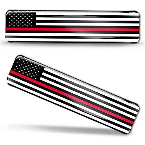 Biomar Labs® 2 pcs 3D Gel Pegatinas Bandera Nacional USA Estados Unidos Flag Thin Red Line Silicona Adhesivo Autos Coches Motos Ciclomotores Bicicletas Ordenador Portátil F 58