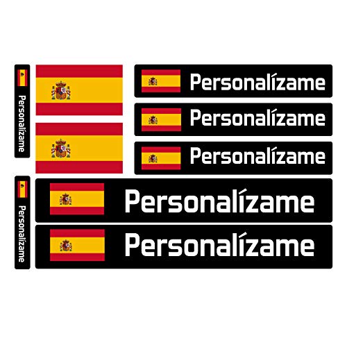 Pegatinas de Bandera con Nombre Personalizado para Bicicletas, Motos, Coches y patinetes eléctricos. 9 Etiquetas Adhesivas con Banderas Personalizadas. Vinilo Adhesivo Impermeable para vehículos