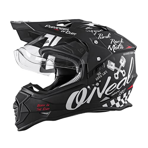 O'NEAL | Casco de Moto de Enduro | Aberturas de ventilación para un máximo Flujo de Aire y refrigeración, Visor Solar Integrado | Casco Sierra Torment V.22 para Adultos | Negro Blanco | XXL