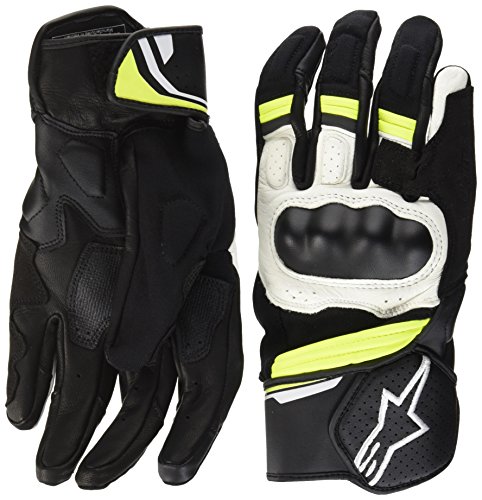 Alpinestars - Guantes de Moto Booster Negro, Blanco, Amarillo Fluorescente, L