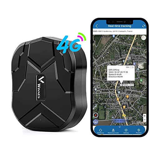 Winnes 4G Localizador GPS para Coche 10000mAH batería 150 días en Espera GPS Tracker Seguimiento de Voz en Tiempo Real de Seguimiento Sin suscripción Impermeable magnética Ancianos Moto TK905B