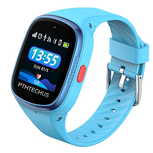 PTHTECHUS 4G GPS Reloj Inteligente Niños, Smartwatch Telefono con WiFi Videollamada Chat de Voz Podómetro SOS Alarma Juego para Niños Niña 4-12 Años.