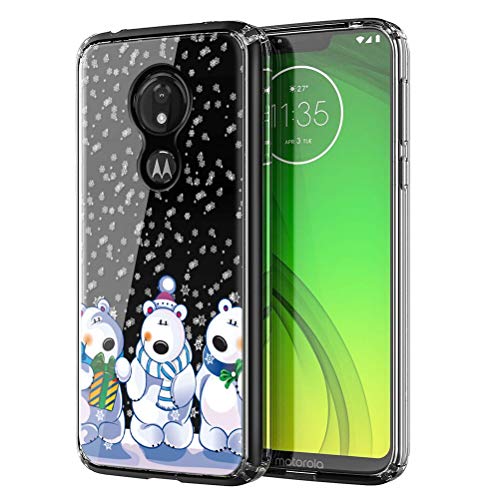 ZhuoFan Funda Motorola G7 Power, Cárcasa Silicona 3D Transparente con Dibujos Navidad Diseño Suave Gel TPU Antigolpes de Protector Bumper Case Cover Fundas para Movil Moto G7Power, 3 Oso