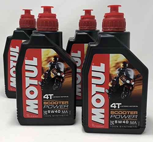 Acete Motor Moto 4 Tiempos - Motul Scooter Power Sae 5W-40 MA, 4 litros (4x1 lt)