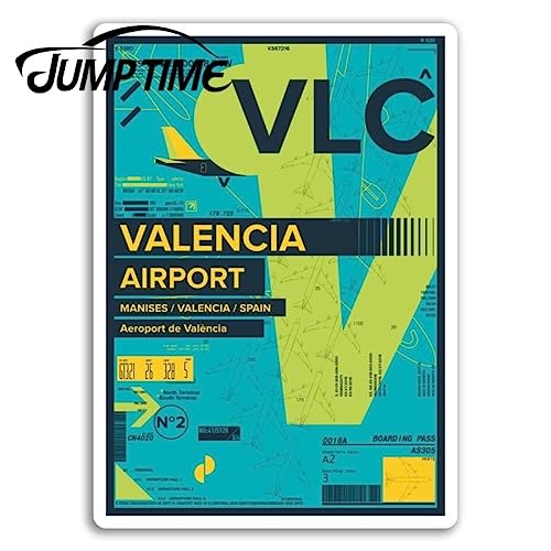 TACINO Pegatinas para automóviles Pegatinas de Vinilo para el Aeropuerto de Valencia, Pegatina de Viaje para España, Pegatina para Parachoques de Ventana de camión y Equipaje, Accesorios Impermeables